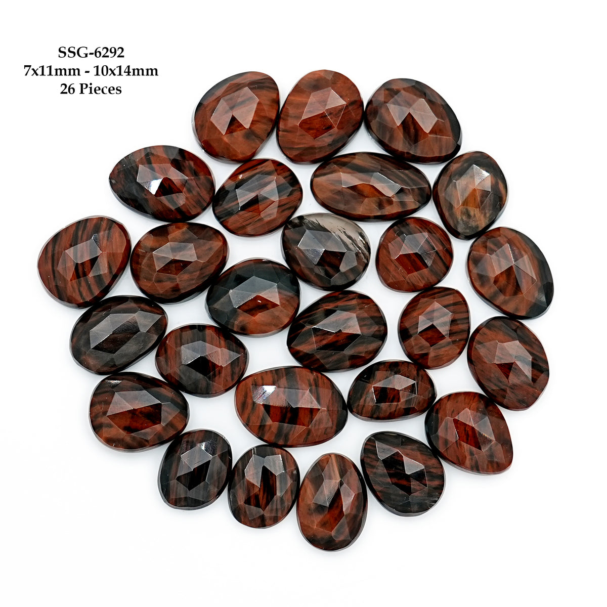Mahogany Obsidian Rosecut Cabochon | Natural Flatback Loose Gemstones for Jewelry Making - 26 Pieces