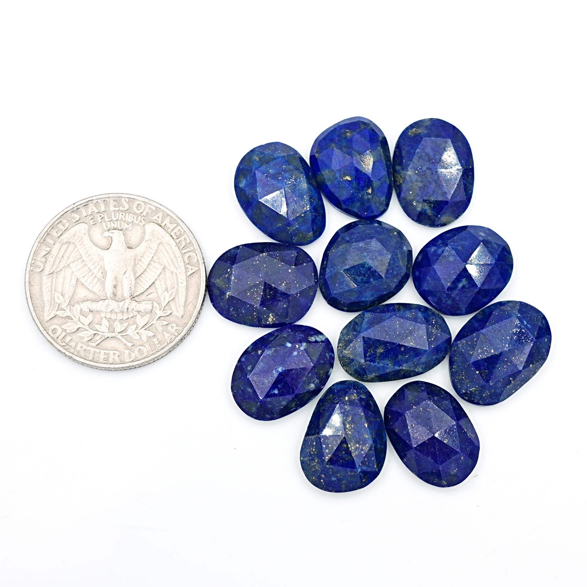 Lapis Lazuli Rose Cut Cabochon | Natural Flat Back Loose Gemtones For Jewelry Making - 11 Pieces