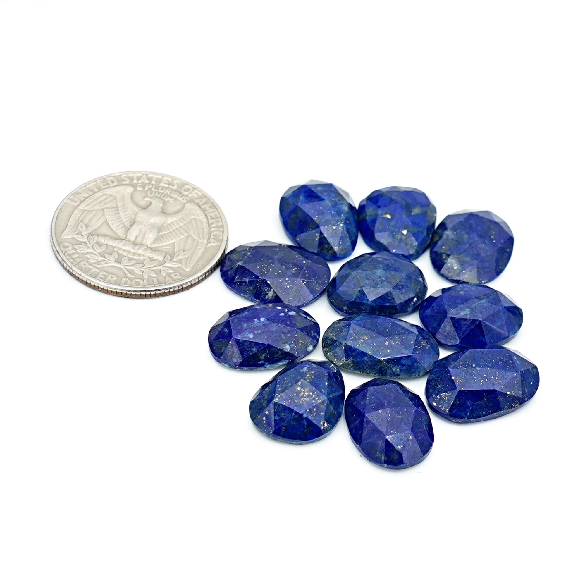 Lapis Lazuli Rose Cut Cabochon | Natural Flat Back Loose Gemtones For Jewelry Making - 11 Pieces
