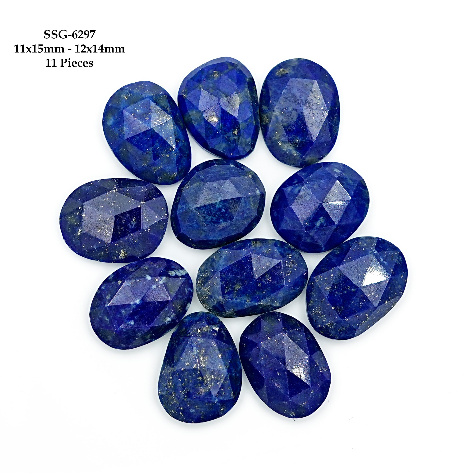 Lapis Lazuli Rose Cut Cabochon | Natural Flat Back Loose Gemtones For Jewelry Making - 11 Pieces