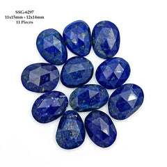 Lapis Lazuli Rose Cut Cabochon | Natural Flat Back Loose Gemtones For Jewelry Making - 11 Pieces