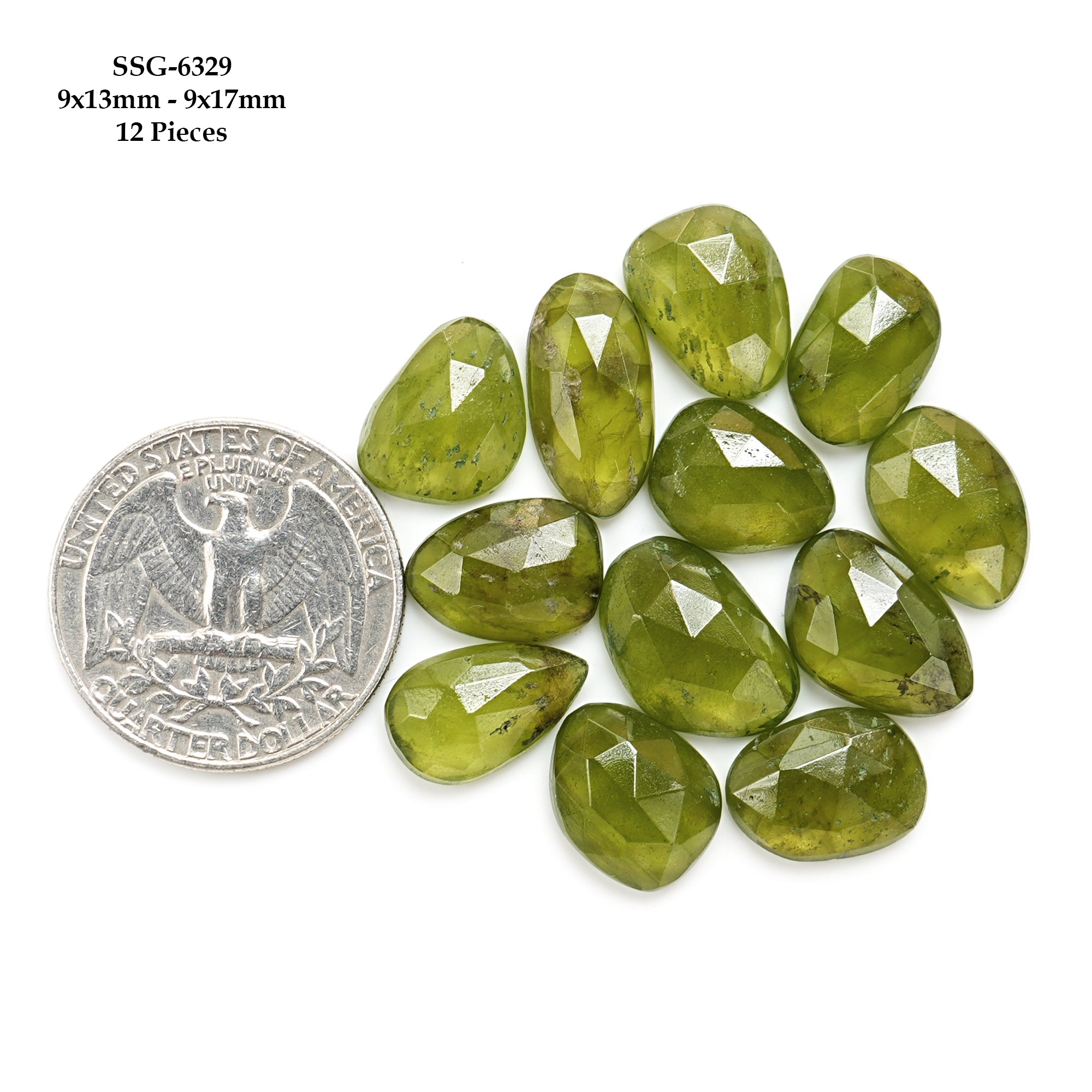 Natural Vesuvianite Rose Cut Cabochon | Natural Flatback Loose Gemstones for Jewelry Making - 12 Pieces