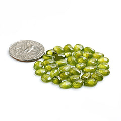 Natural Vesuvianite Rose Cut Cabochon | Natural Flatback Loose Gemstones for Jewelry Making - 36 Pieces