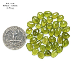Natural Vesuvianite Rose Cut Cabochon | Natural Flatback Loose Gemstones for Jewelry Making - 36 Pieces