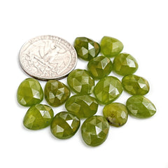 Natural Vesuvianite Rose Cut Cabochon | Natural Flatback Loose Gemstones for Jewelry Making - 15 Pieces