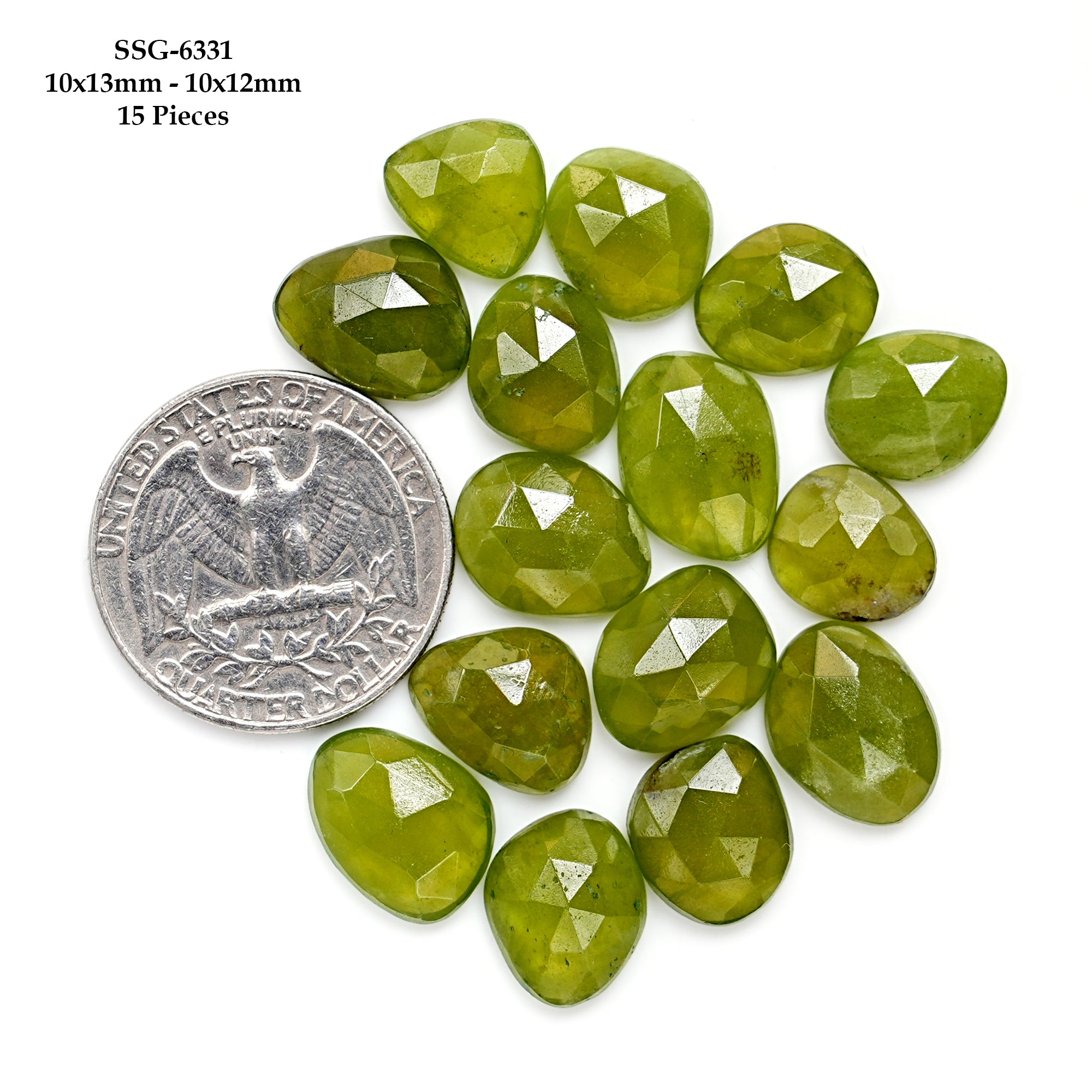 Natural Vesuvianite Rose Cut Cabochon | Natural Flatback Loose Gemstones for Jewelry Making - 15 Pieces