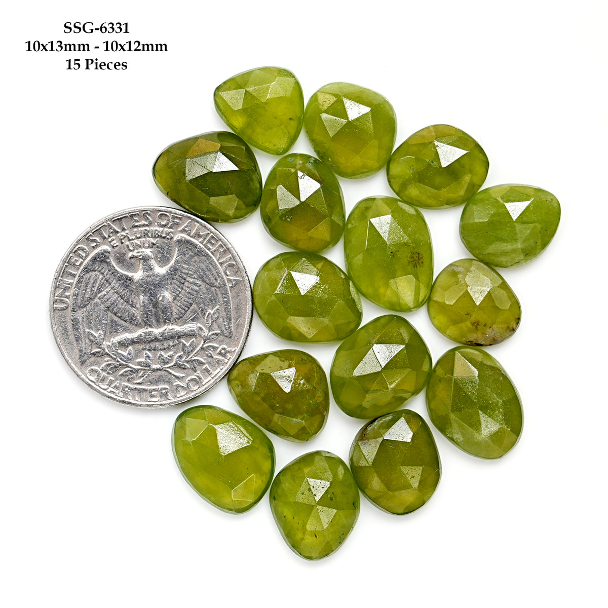 Natural Vesuvianite Rose Cut Cabochon | Natural Flatback Loose Gemstones for Jewelry Making - 15 Pieces