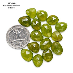 Natural Vesuvianite Rose Cut Cabochon | Natural Flatback Loose Gemstones for Jewelry Making - 15 Pieces