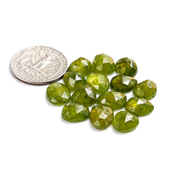 Natural Vesuvianite Rose Cut Cabochon | Natural Flatback Loose Gemstones for Jewelry Making - 14 Pieces