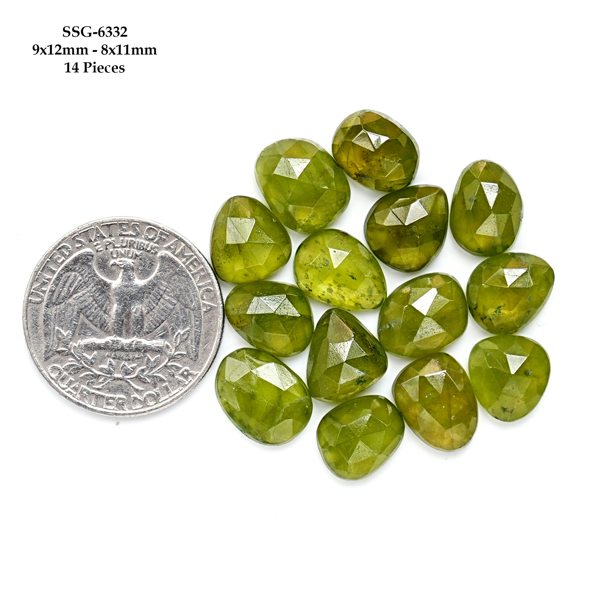 Natural Vesuvianite Rose Cut Cabochon | Natural Flatback Loose Gemstones for Jewelry Making - 14 Pieces