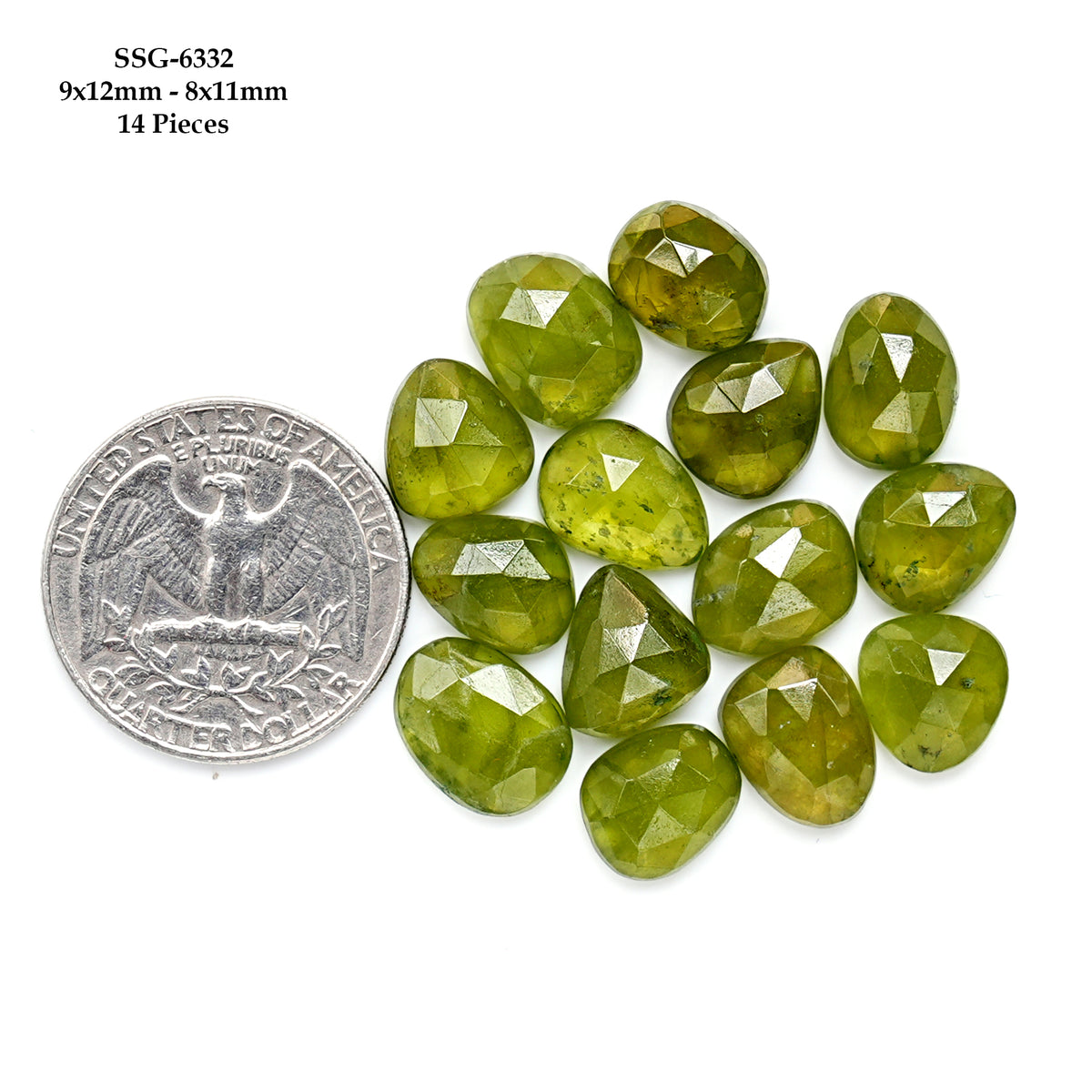 Natural Vesuvianite Rose Cut Cabochon | Natural Flatback Loose Gemstones for Jewelry Making - 14 Pieces