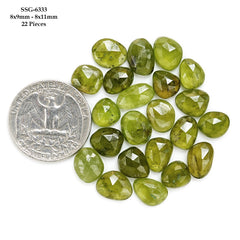 Natural Vesuvianite Rose Cut Cabochon | Natural Flatback Loose Gemstones for Jewelry Making - 22 Pieces