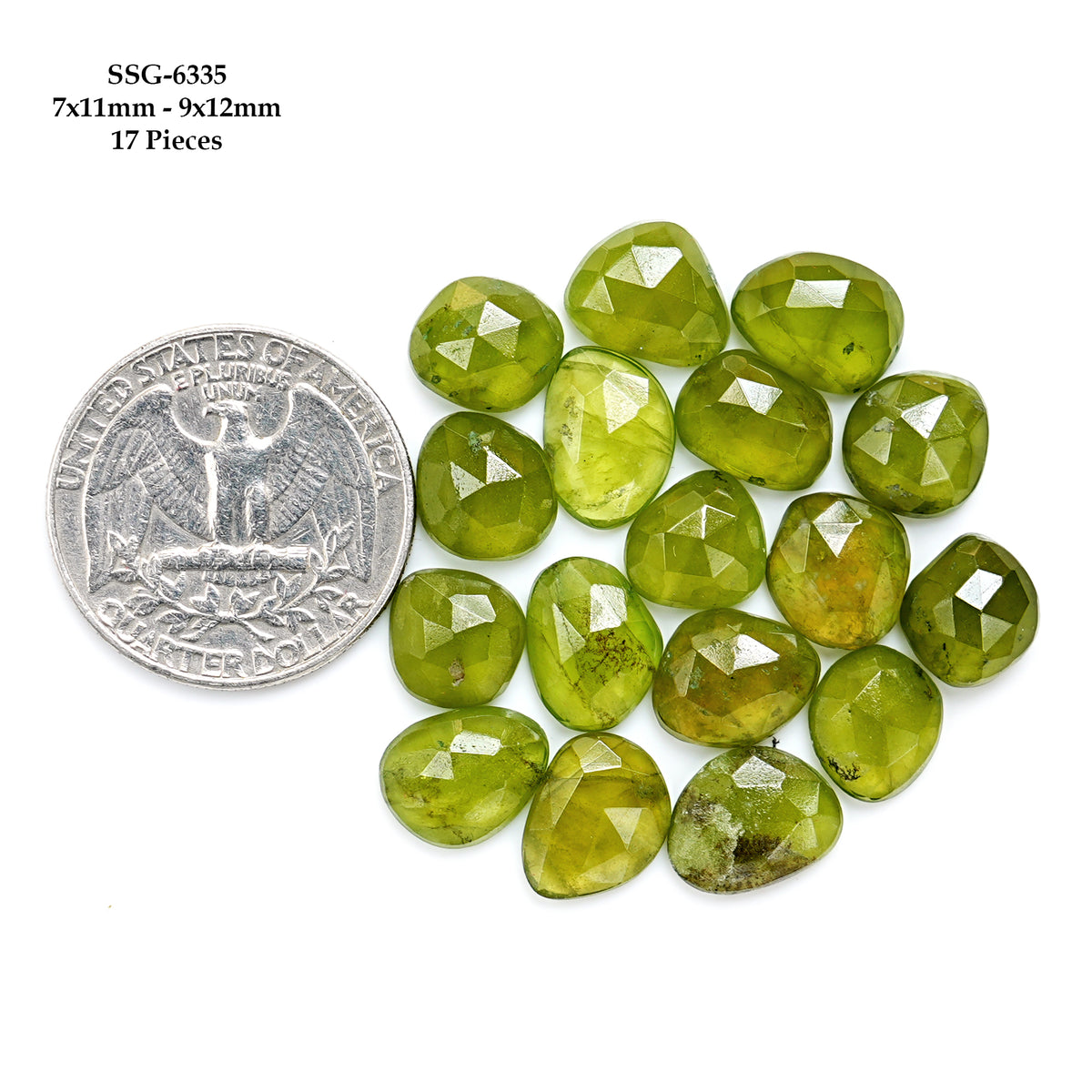 Natural Vesuvianite Rose Cut Cabochon | Natural Flatback Loose Gemstones for Jewelry Making - 17 Pieces