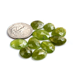 Natural Vesuvianite Rose Cut Cabochon | Natural Flatback Loose Gemstones for Jewelry Making - 10 Pieces