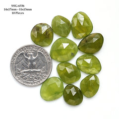 Natural Vesuvianite Rose Cut Cabochon | Natural Flatback Loose Gemstones for Jewelry Making - 10 Pieces