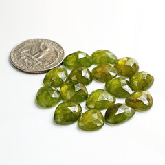 Natural Vesuvianite Rose Cut Cabochon | Natural Flatback Loose Gemstones for Jewelry Making - 15 Pieces