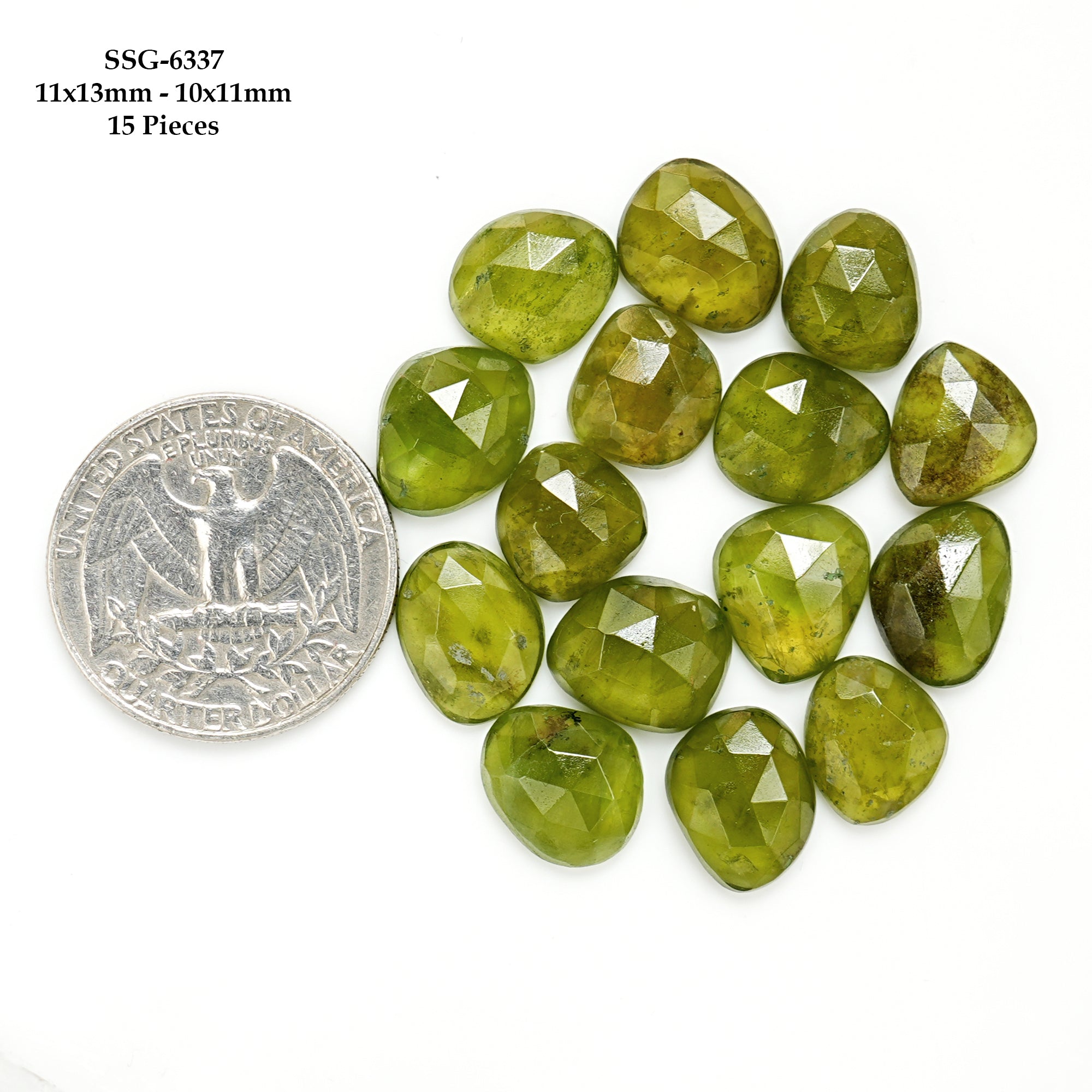 Natural Vesuvianite Rose Cut Cabochon | Natural Flatback Loose Gemstones for Jewelry Making - 15 Pieces