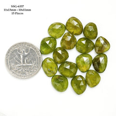 Natural Vesuvianite Rose Cut Cabochon | Natural Flatback Loose Gemstones for Jewelry Making - 15 Pieces