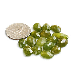 Natural Vesuvianite Rose Cut Cabochon | Natural Flatback Loose Gemstones for Jewelry Making - 16 Pieces