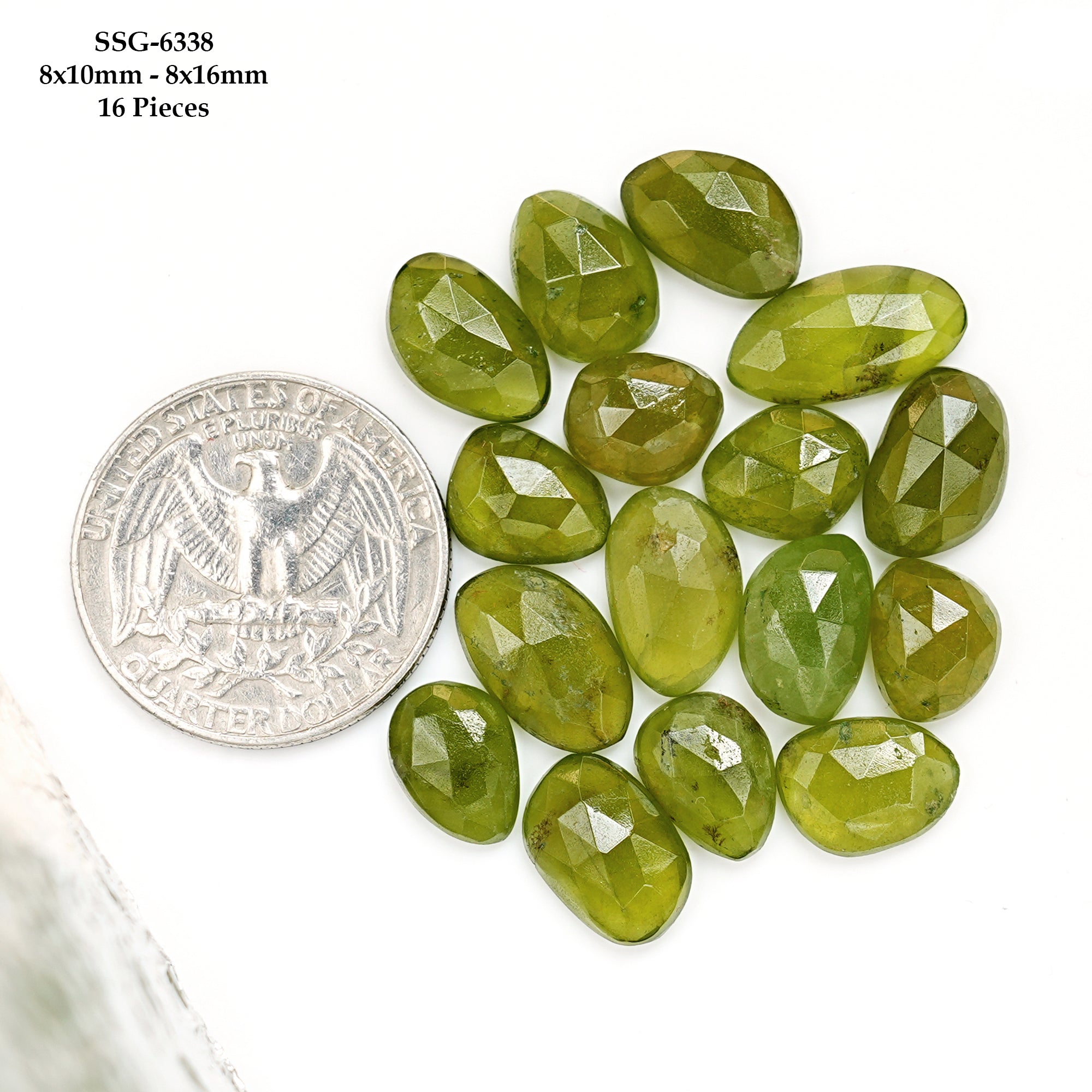 Natural Vesuvianite Rose Cut Cabochon | Natural Flatback Loose Gemstones for Jewelry Making - 16 Pieces