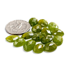 Natural Vesuvianite Rose Cut Cabochon | Natural Flatback Loose Gemstones for Jewelry Making - 15 Pieces