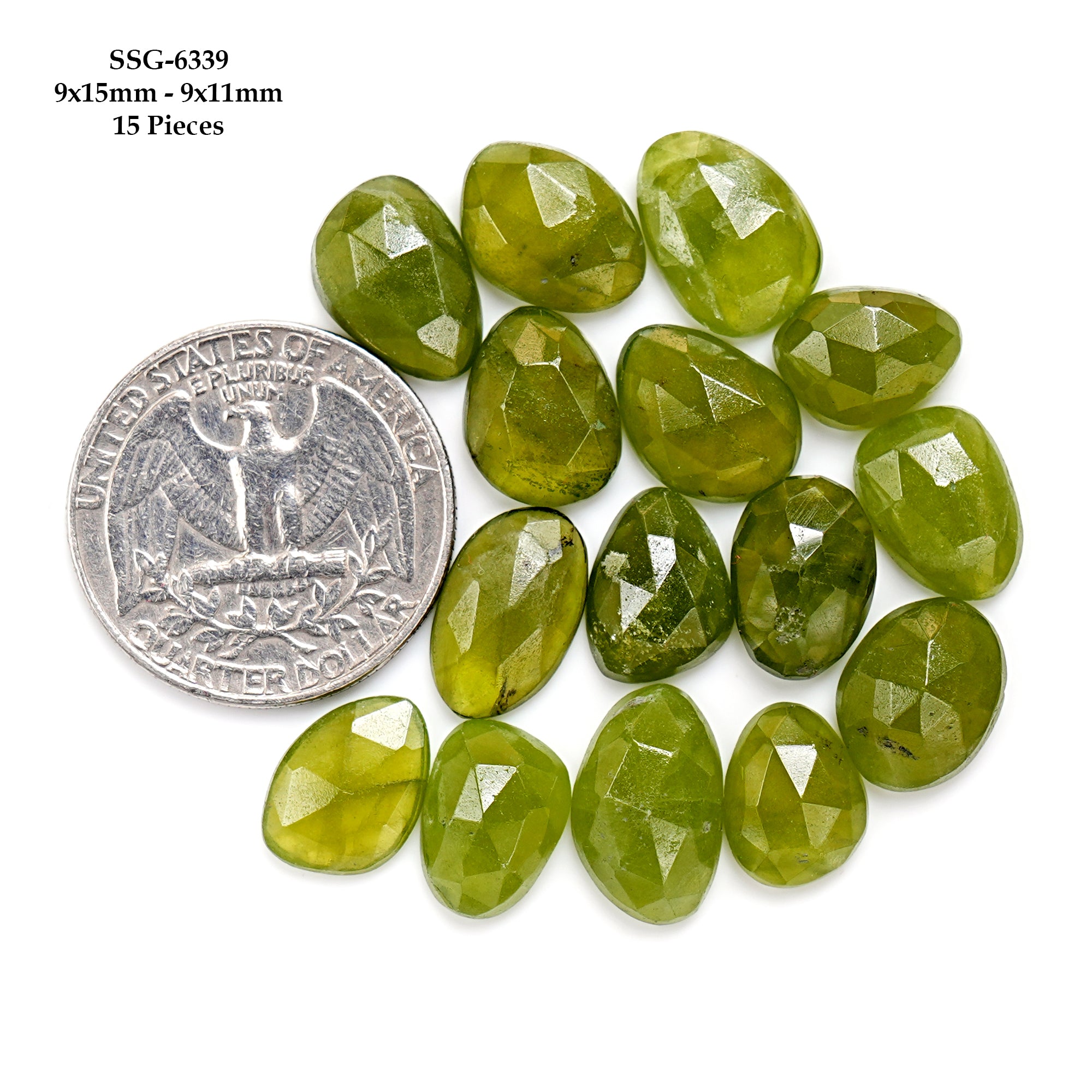 Natural Vesuvianite Rose Cut Cabochon | Natural Flatback Loose Gemstones for Jewelry Making - 15 Pieces