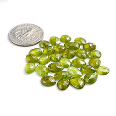 Natural Vesuvianite Rose Cut Cabochon | Natural Flatback Loose Gemstones for Jewelry Making - 29 Pieces