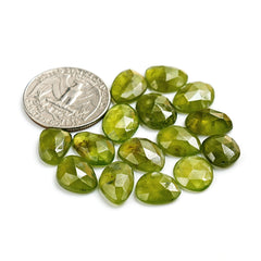 Natural Vesuvianite Rose Cut Cabochon | Natural Flatback Loose Gemstones for Jewelry Making - 18 Pieces