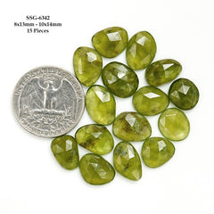 Natural Vesuvianite Rose Cut Cabochon | Natural Flatback Loose Gemstones for Jewelry Making - 18 Pieces