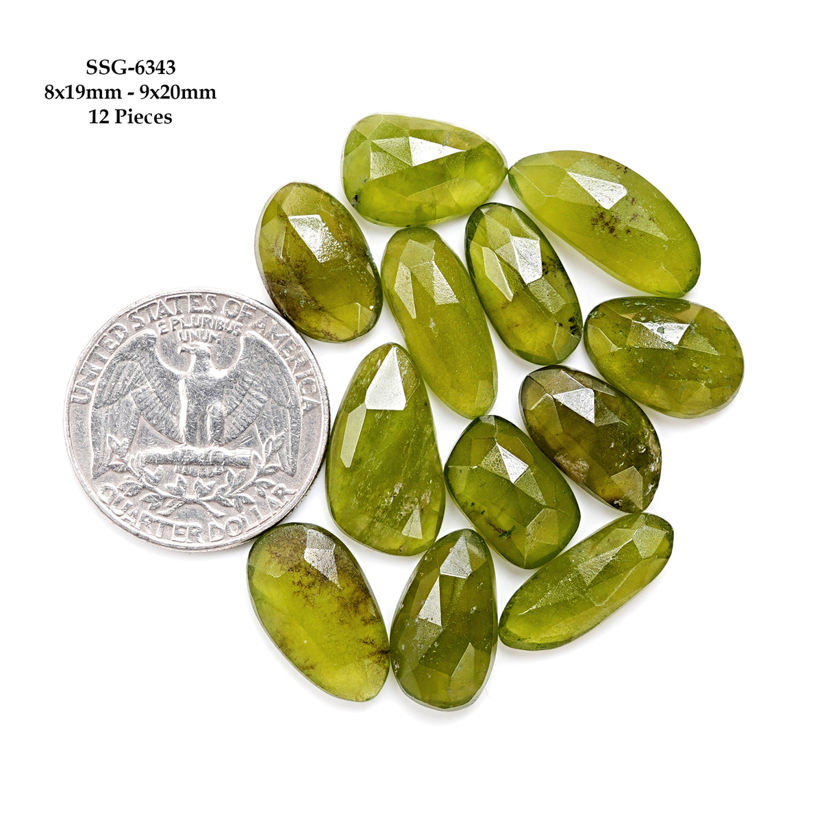 Natural Vesuvianite Rose Cut Cabochon | Natural Flatback Loose Gemstones for Jewelry Making - 12 Pieces