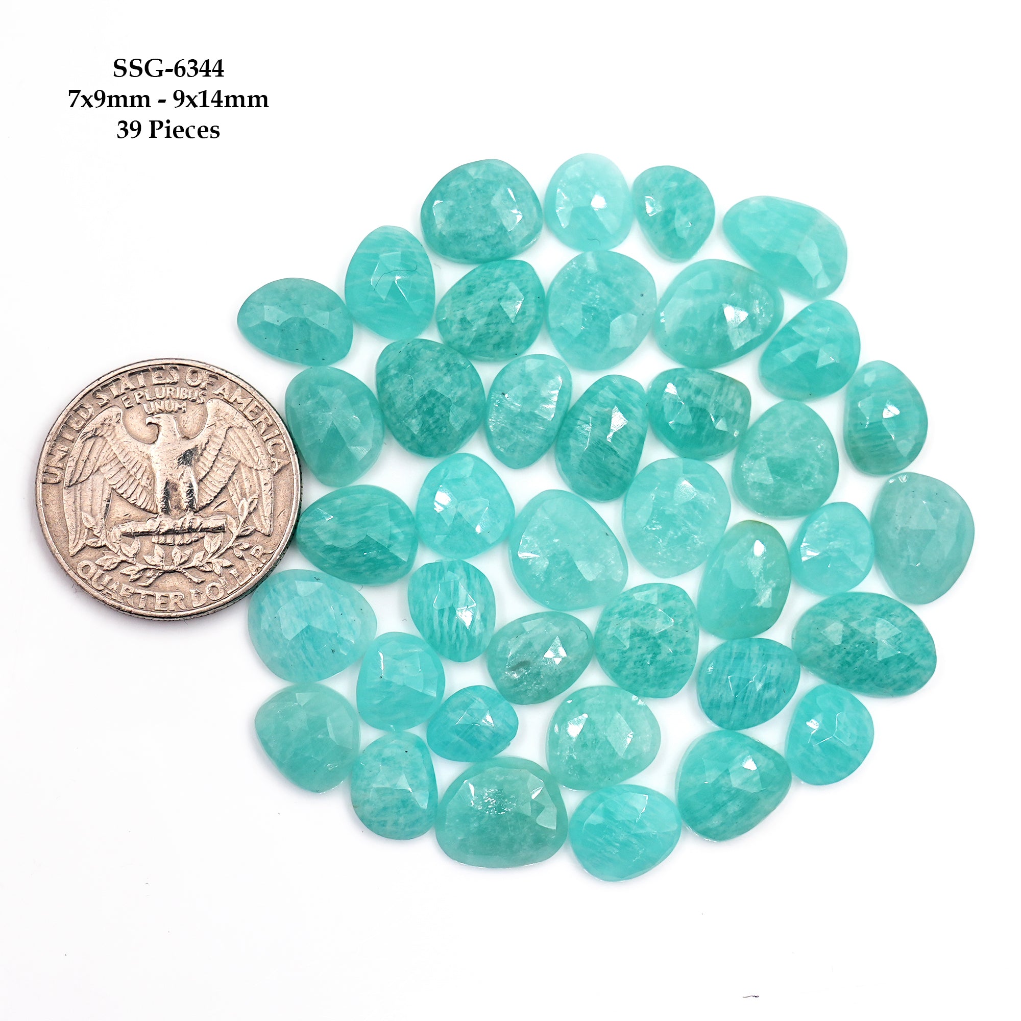 Amazonite Rose Cut Cabochons | Natural Gemstones for Jewelry Making - 39 Pieces