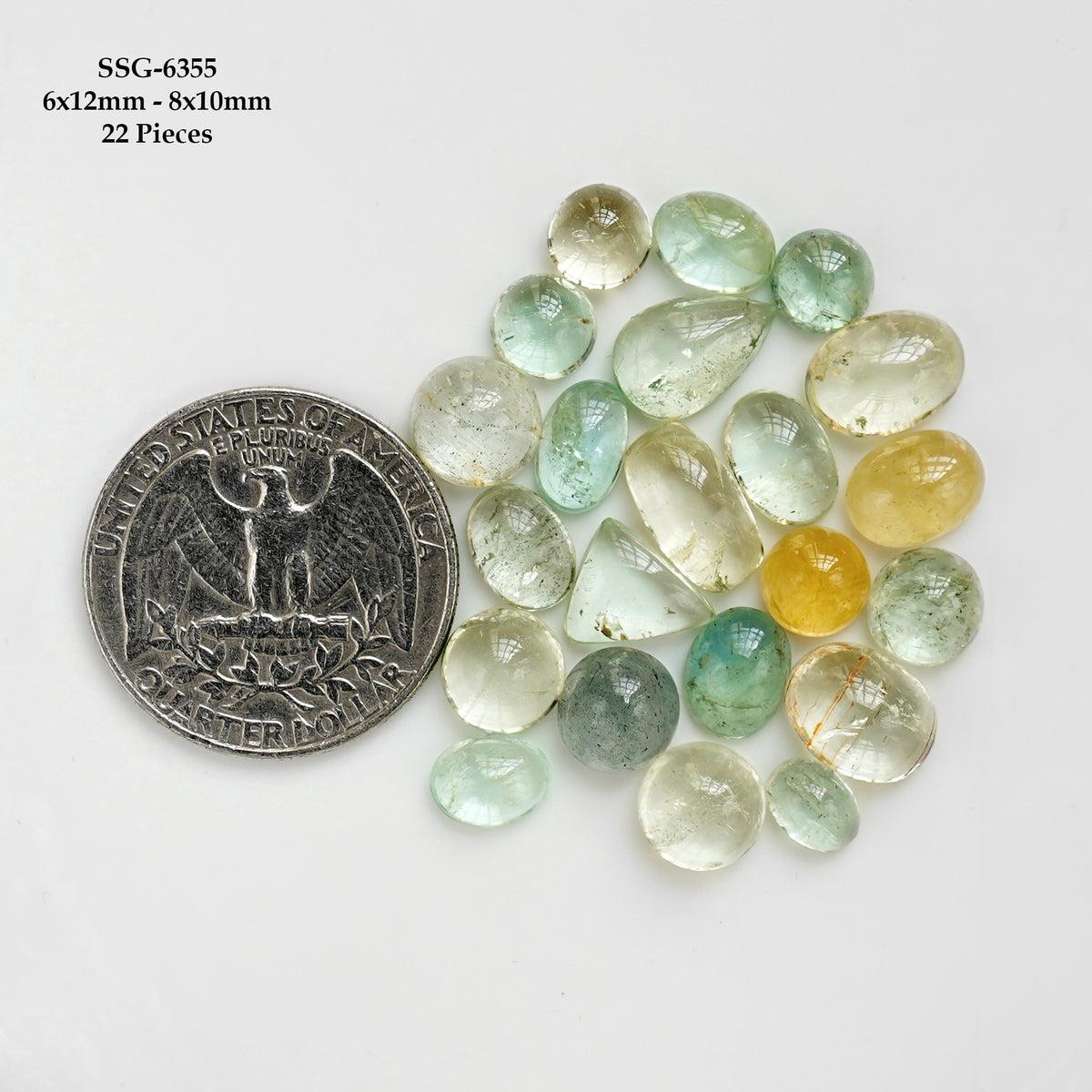 Multi Aquamarine Smooth Cabochon | Natural Flatback Loose Gemstones for Jewelry Making - 22 Pieces