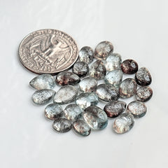 Moss Aquamarine Smooth Cabochon | Natural Flatback Loose Gemstones for Jewelry Making - 20 Pieces