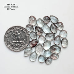 Moss Aquamarine Smooth Cabochon | Natural Flatback Loose Gemstones for Jewelry Making - 20 Pieces
