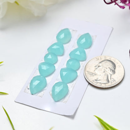 Aqua Chalcedon Set Rosenschliff Mix Form AA Grade Edelstein Set-insgesamt 5 Stück in einem