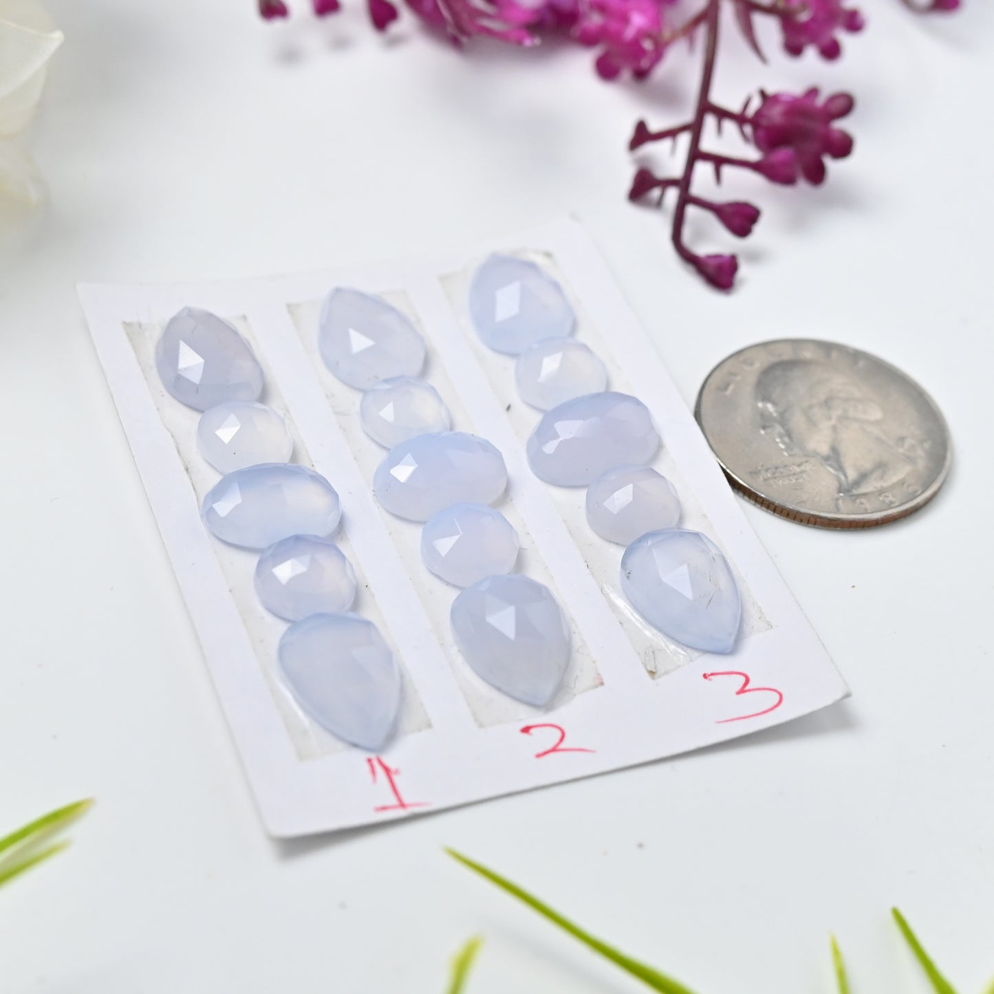 Natural Blue Chalcedony Set