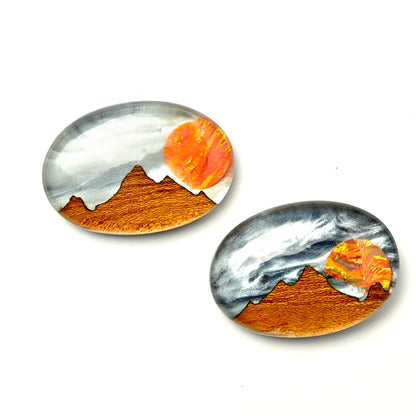 1 Pc Mother of Pearl with Bello Opal Sun And wooden Mountain Doublet Cabochon, Top Quality MOP Mountain Cabochon for Making Jewelry