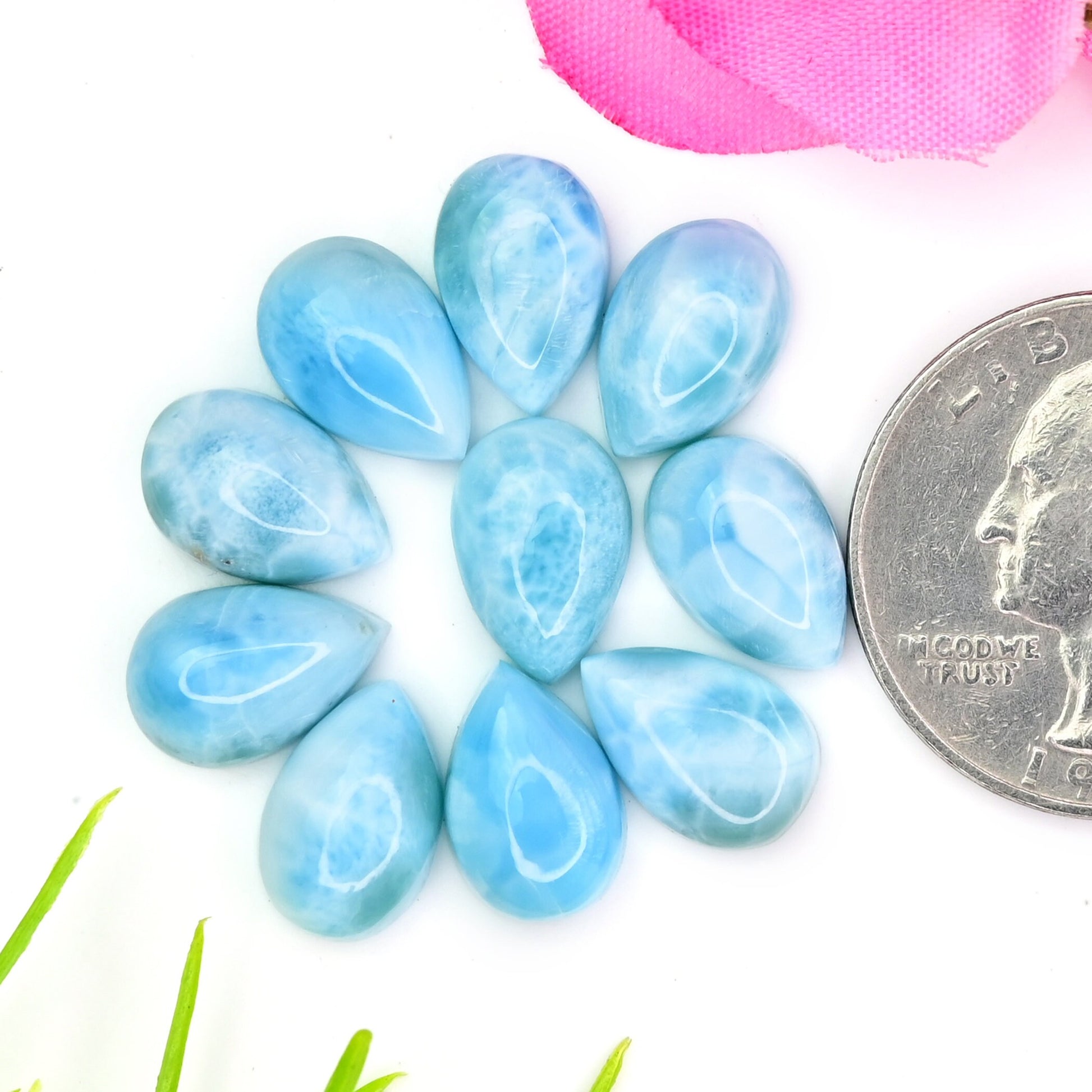 8x12mm 10 pcs Lot Calibrated Natural Larimar Smooth Cabochon Tear Drop Shape Wholesale Whole Lot Loose Gemstone For making Jewelry