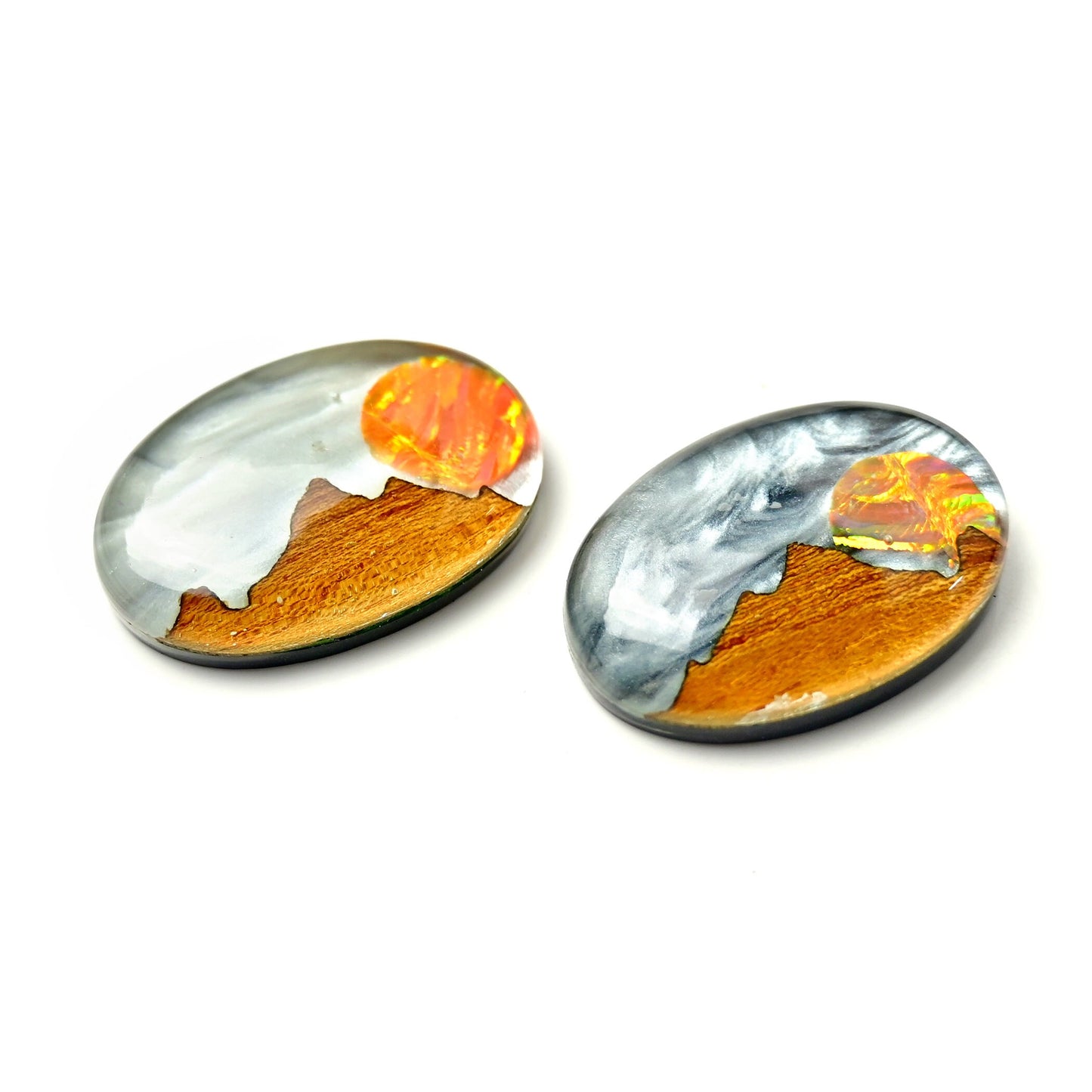 1 Pc Mother of Pearl with Bello Opal Sun And wooden Mountain Doublet Cabochon, Top Quality MOP Mountain Cabochon for Making Jewelry