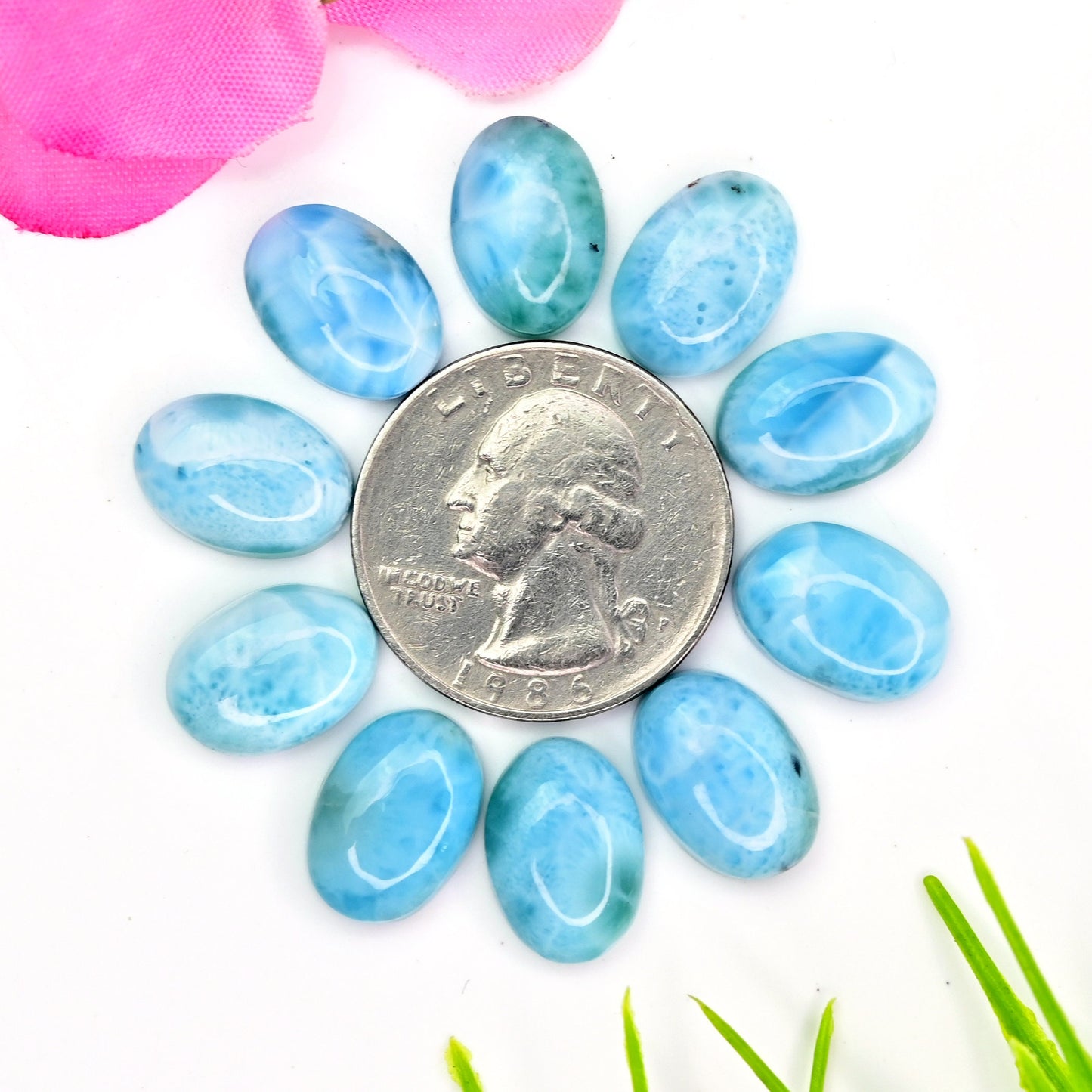 10x14mm 10 pcs Lot Calibrated Natural Larimar Smooth Cabochon Oval Shape Wholesale Whole Lot Loose Gemstone For making Jewelry