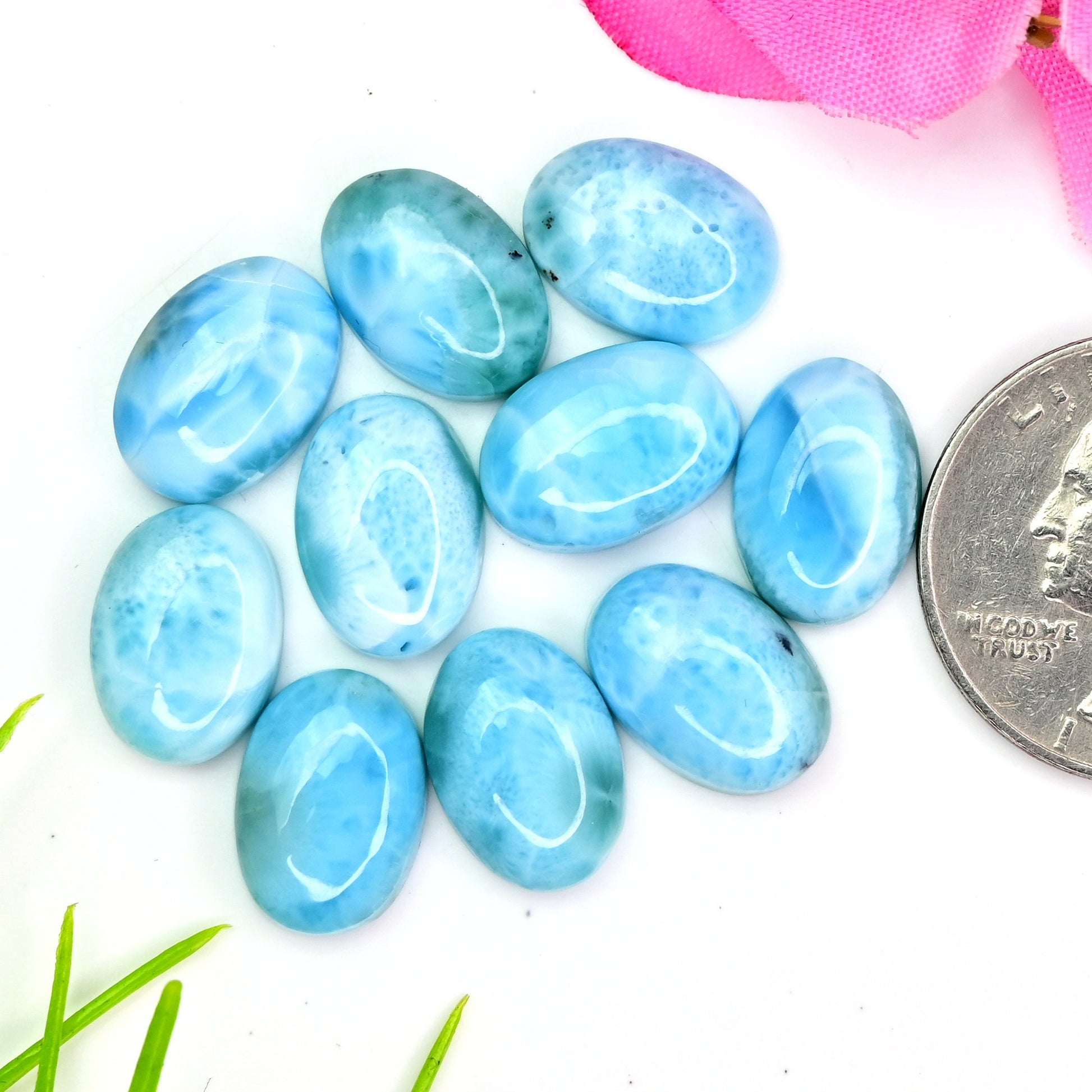 10x14mm 10 pcs Lot Calibrated Natural Larimar Smooth Cabochon Oval Shape Wholesale Whole Lot Loose Gemstone For making Jewelry