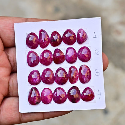 5 Pieces Natural African Ruby Rose Cut Cabochon, Ruby Egg Shape Free Form Gemstone, Ruby Wholesale Lot For Jewelry Making, Christmas Gift