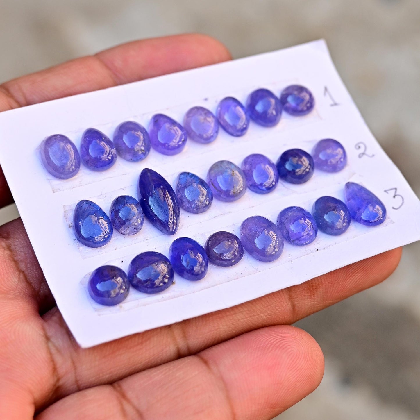 8 pieces Tanzanite Smooth Cabochon, Per Strip Tanzanite Smooth Cabochon, Size 7mm-15mm, Top Quality Rose Cut Flat Back For Jewelry Making