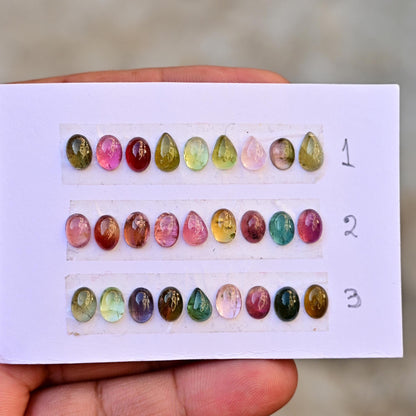 9 pcs Multi Tourmaline Smooth Cabochon Calibrated 6x8mm - 5x7mm Mix Shape Tourmaline Cabochon, Tourmaline Cabochon for making jewelry