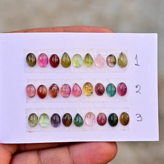 9 pcs Multi Tourmaline Smooth Cabochon Calibrated 6x8mm - 5x7mm Mix Shape Tourmaline Cabochon, Tourmaline Cabochon for making jewelry