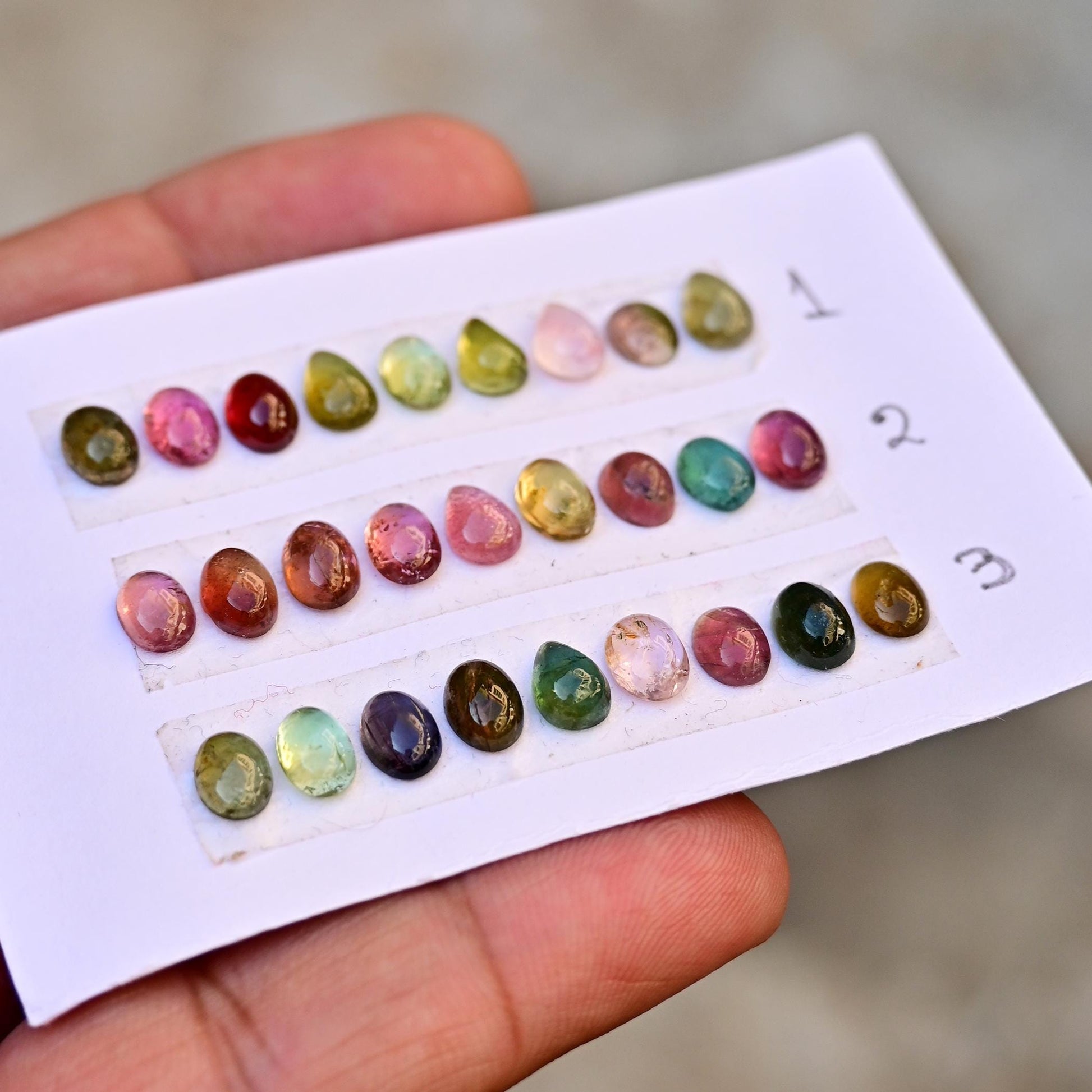 9 pcs Multi Tourmaline Smooth Cabochon Calibrated 6x8mm - 5x7mm Mix Shape Tourmaline Cabochon, Tourmaline Cabochon for making jewelry