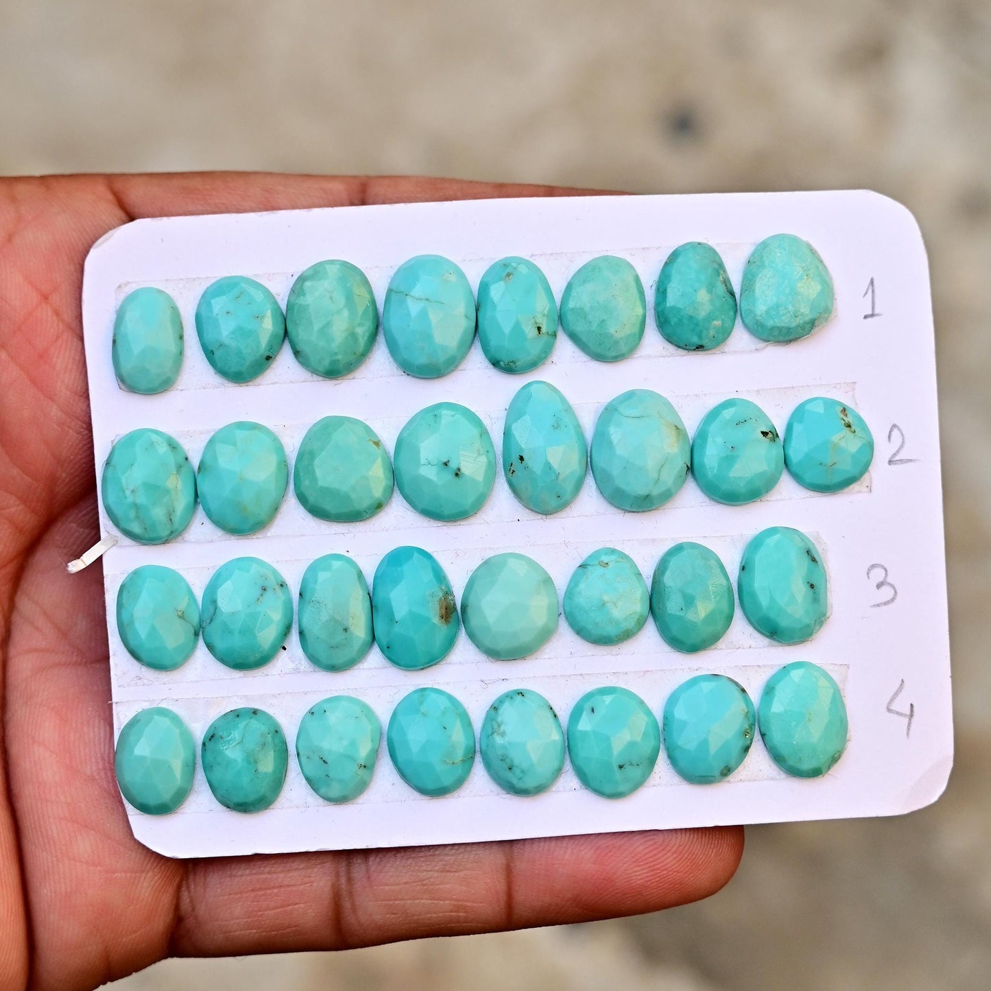 8 pcs Kingman Turquoise Rosecut Cabochon, 10mm - 14mm Free form Shape Turquoise Rosecut Flat Back Cabochon Gemstones for jewelry making