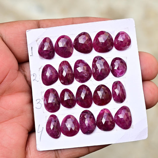 5 pcs AA Natural African Ruby Rose Cut Cabochon 7mm - 13mm Free Form Shape Flat Back Gemstone Wholesale Lot Gemstone For Jewelry Making