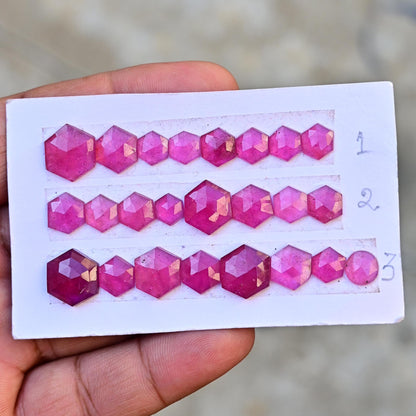 8 pcs Thai Pink Sapphire Rosecut Slice 7mm - 11mm Top Quality Rose Cut Flat Back Gemstone Oval Shape Lot For Jewelry Making, Pendant, Ring