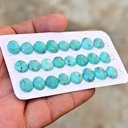 1 Strip Kingman Turquoise Rosecut Cabochon, 9mm - 13mm Free form Shape Turquoise Rosecut Flat Back Cabochon Gemstones for jewelry making